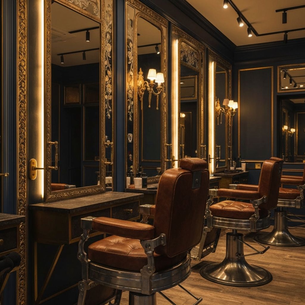 Detalles del ambiente de la barbería